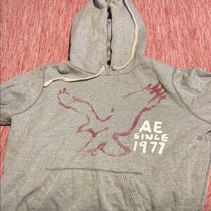 American Eagle Gray Hoodie with Red Graphic